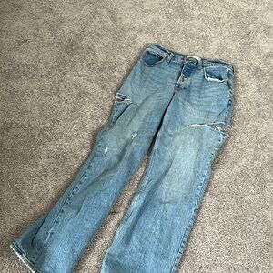 Abercrombie LOW RISE BAGGY RIPPED JEANS